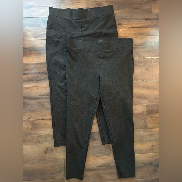LOFT High Rise Gray Leggings L – Stretch Pull-On Pants - Picture 1 of 7